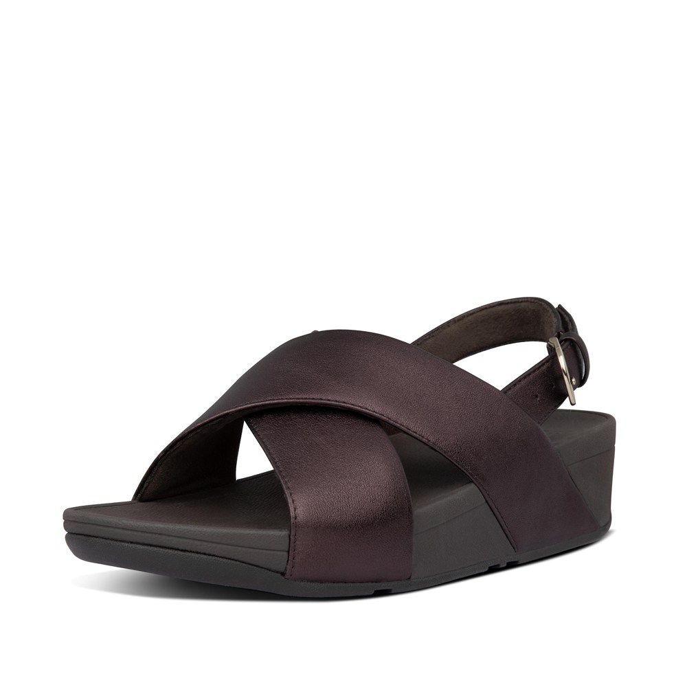 Fitflop Womens Sandals - Lulu Metallic Leather - Dark Brown - 230-HKRAUL